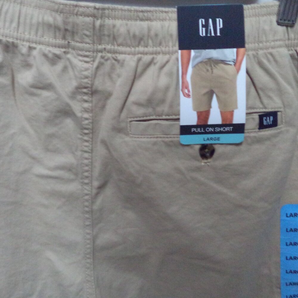 GAP khaki elastic waist Bermuda shorts khaki Pockets NEW NWT Size Sz Large Lg L - Picture 7 of 11